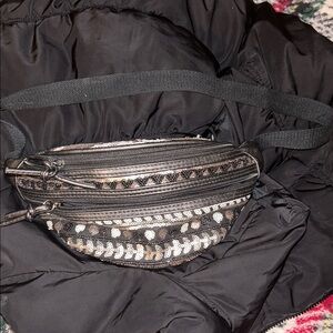Pleather Black and Silver Sequin Fanny Pack